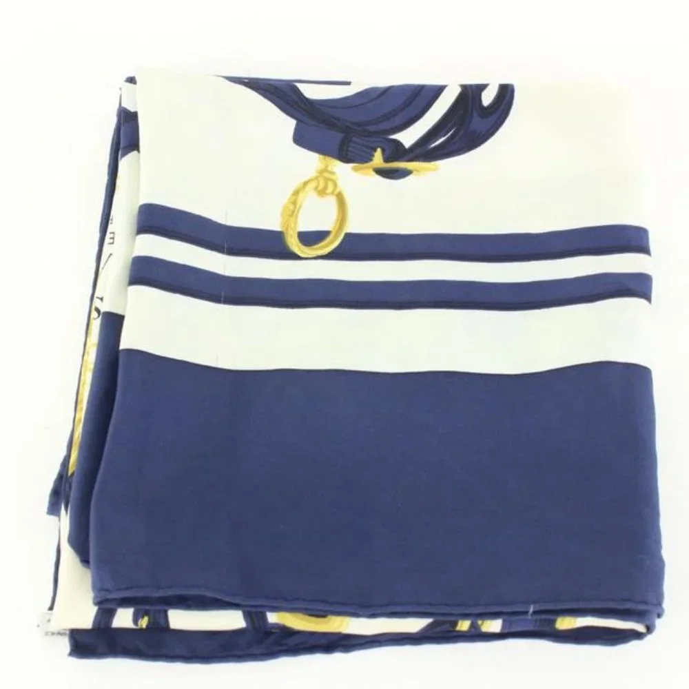 Louis Vuitton Navy x Gold Brides de Gala Silk Scarf 58h511s